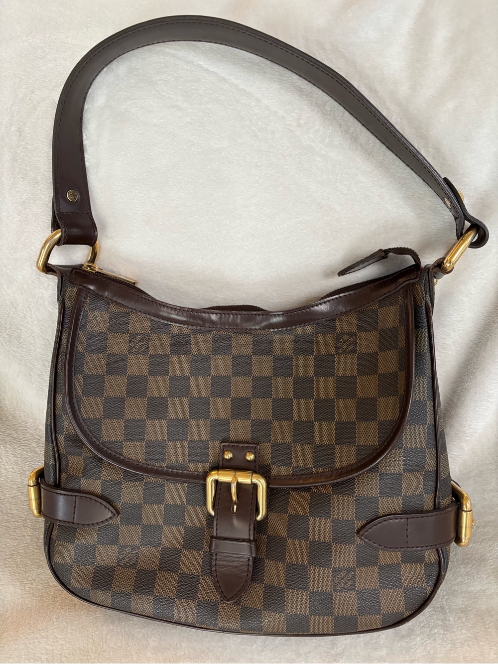 Louis Vuitton Brown Damier Shoulder Bag with Gold Hardware